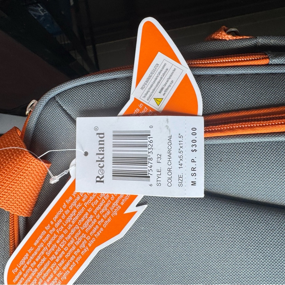 Rockland Luggage Carry On Bag Grey With Orange Accents NWT Gift - Picture 6 of 6